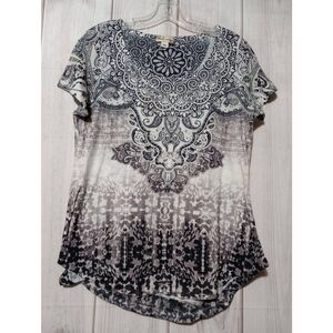 World Unity Shirt Ladies Large Y2K Scoop Neck‎ Short Sleeve